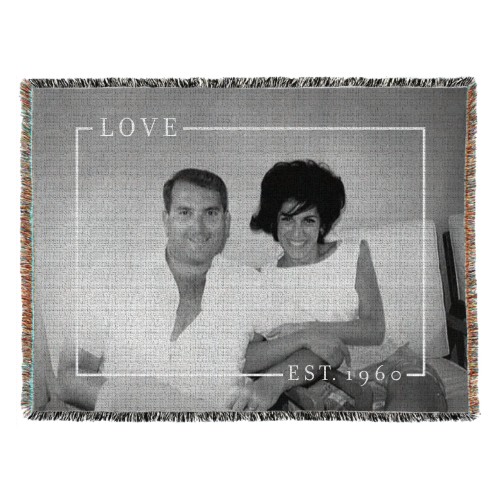 Love Border Woven Photo Blanket, 54x70, White, white