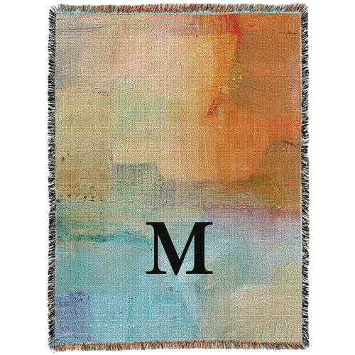 Orange Abstract Custom Text Woven Photo Blanket, 60x80, Multicolor