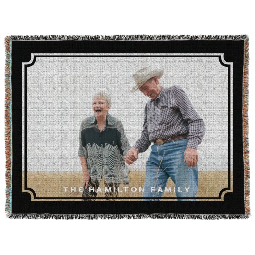 Hand-Drawn Frame Woven Photo Blanket, 60x80, Black