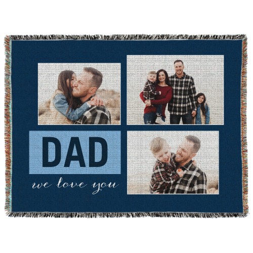 Block Collage Woven Photo Blanket, 60x80, Blue