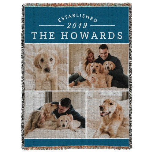 Established Family Woven Photo Blanket, 60x80, Blue