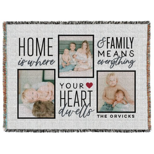 Heartfelt Sentiments Woven Photo Blanket, 60x80, Gray