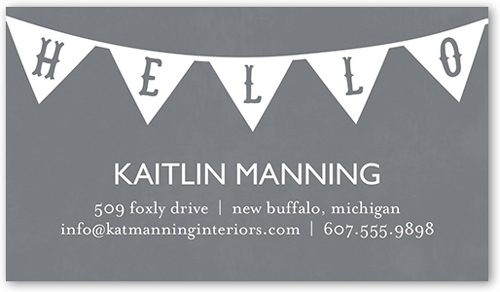 Simple Hello Calling Card, Gray, Matte, Signature Smooth Cardstock