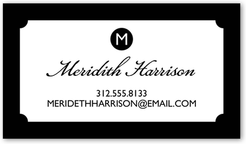 Initial Introduction Calling Card, Black, Matte, Signature Smooth Cardstock