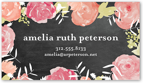 Floral Intro Calling Card, Grey, Matte, Signature Smooth Cardstock