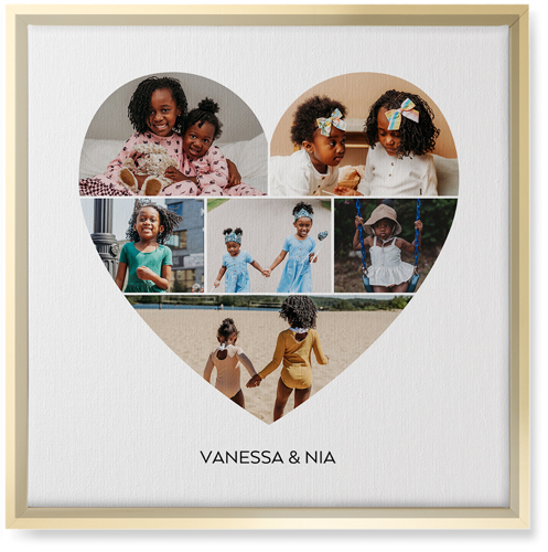 Filled Heart Wall Art, Gold, Single piece, Canvas, 16x16, White, white