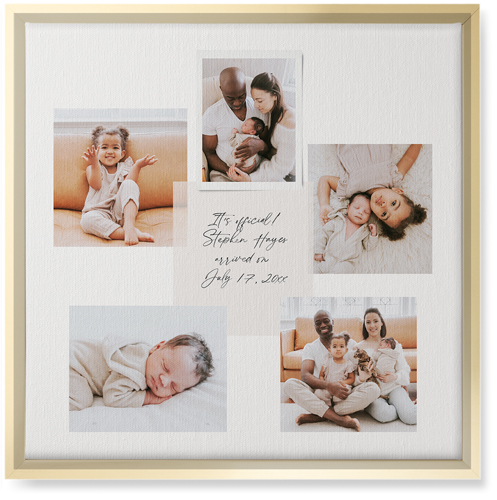 Handwritten Note Collage Wall Art, Gold, Single piece, Canvas, 16x16, White, white