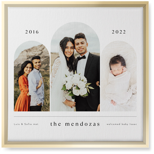 Timeline Arches Wall Art, Gold, Single piece, Canvas, 16x16, White, white