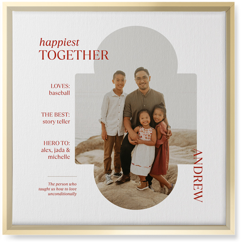 Family Infographic Wall Art, Gold, Single piece, Canvas, 16x16, White