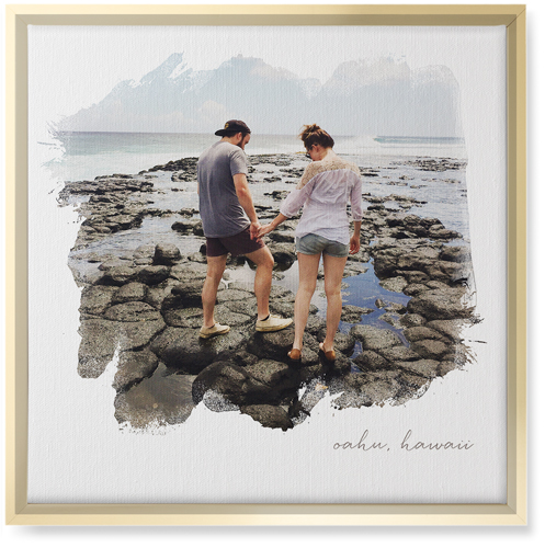 Brushstrokes Wall Art, Gold, Single piece, Canvas, 16x16, White, white