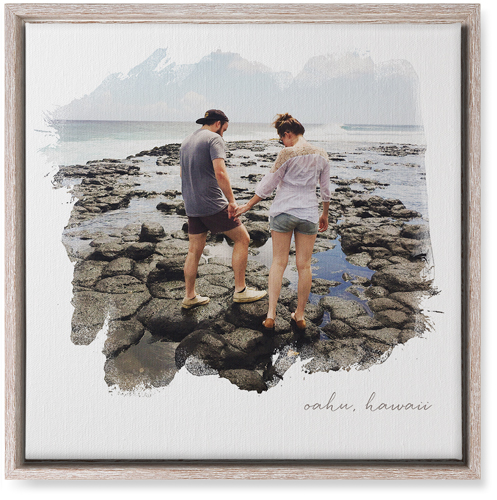 Brushstrokes Wall Art, Rustic, Single piece, Canvas, 16x16, White, white