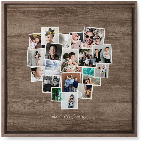 Heart Strings Wall Art, Walnut, Single piece, Canvas, 16x16, Brown