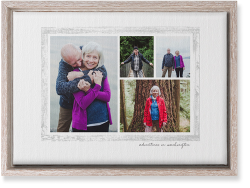 Brushed Border Collage Of Four Wall Art, Rustic, Single piece, Canvas, 10x14, Gray, smoke