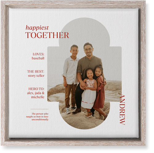 Family Infographic Wall Art, Rustic, Single piece, Canvas, 12x12, White