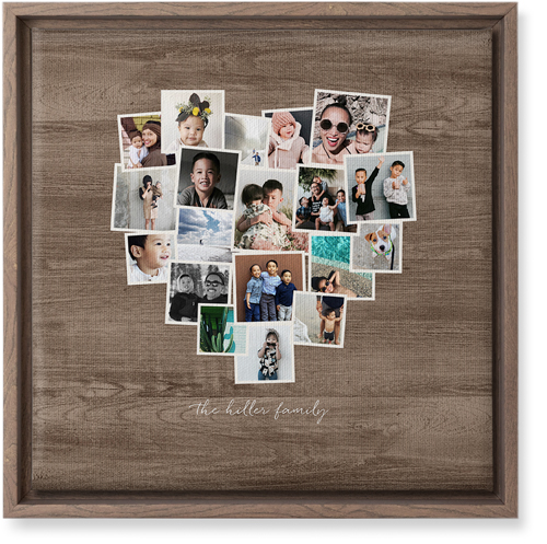 Heart Strings Wall Art, Walnut, Single piece, Canvas, 12x12, Brown