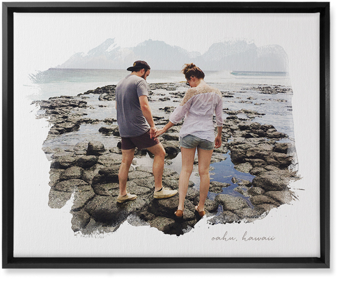 Brushstrokes Wall Art, Black, Single piece, Canvas, 16x20, White, white