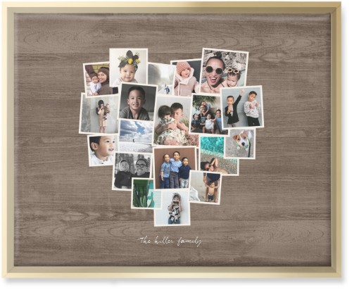 Heart Strings Wall Art, Gold, Single piece, Canvas, 16x20, Brown, wood