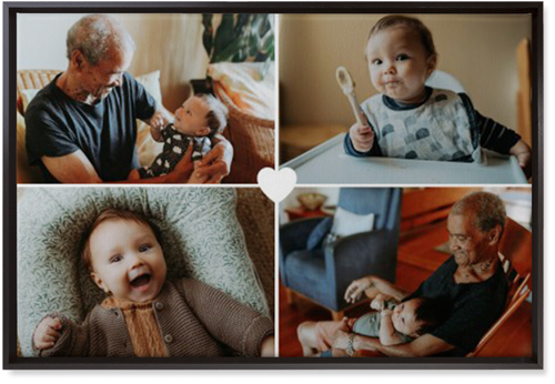 Heart Grid Wall Art, Black, Single piece, Canvas, 20x30, White, white