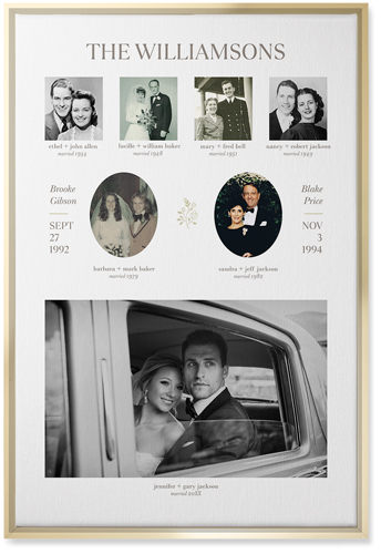 Marriage Family Tree Wall Art, Gold, Single piece, Canvas, 20x30, White