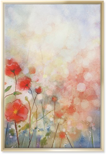 Blooming Poppies Wall Art, Gold, Single piece, Canvas, 20x30, Multicolor