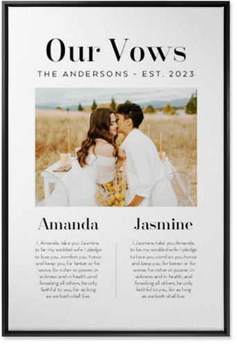 Our Vows Wall Art, Black, Single piece, Canvas, 24x36, White, white