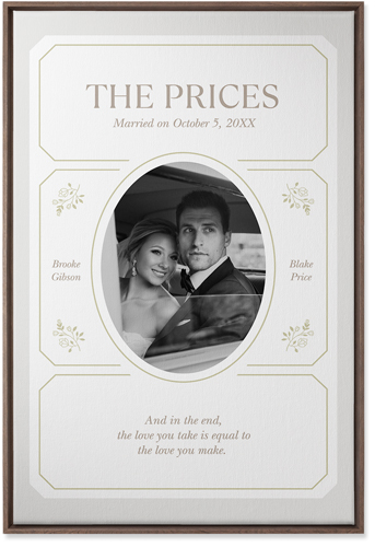 Vintage Stationery Frame Wall Art, Walnut, Single piece, Canvas, 24x36, White, white