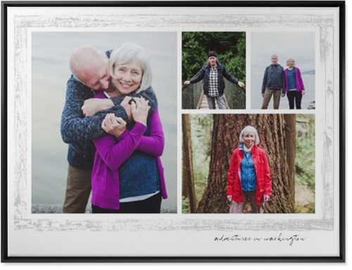 Brushed Border Collage Of Four Wall Art, Black, Single piece, Canvas, 30x40, Gray, smoke