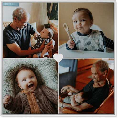 Heart Grid Wall Art, White, Single piece, Canvas, 36x36, White, white