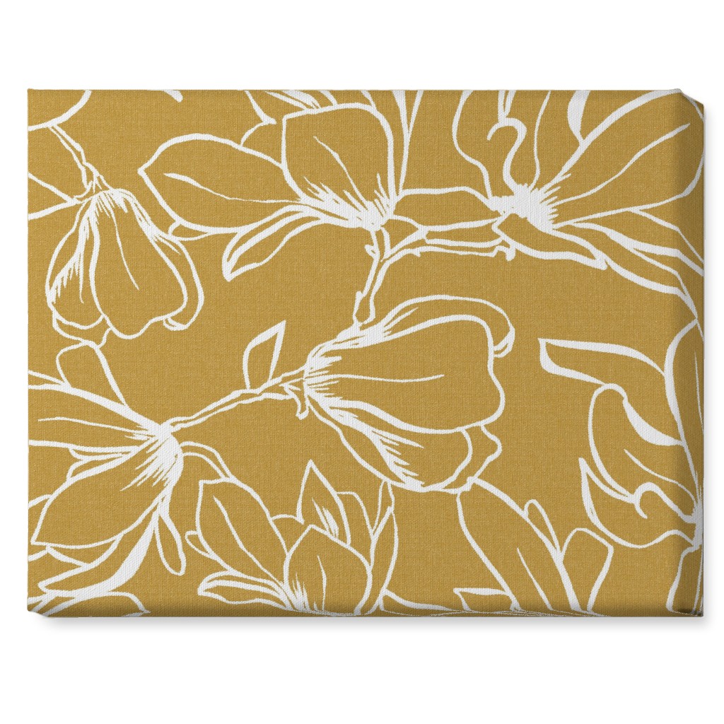 Magnolia Garden Wall Art, No Frame, Single piece, Canvas, 16x20, Brown, Golden