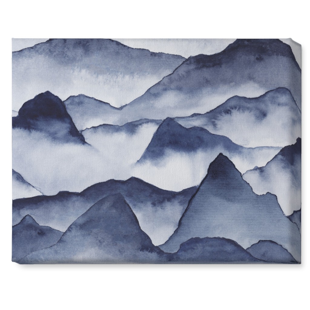 watercolor mountains blue wall art