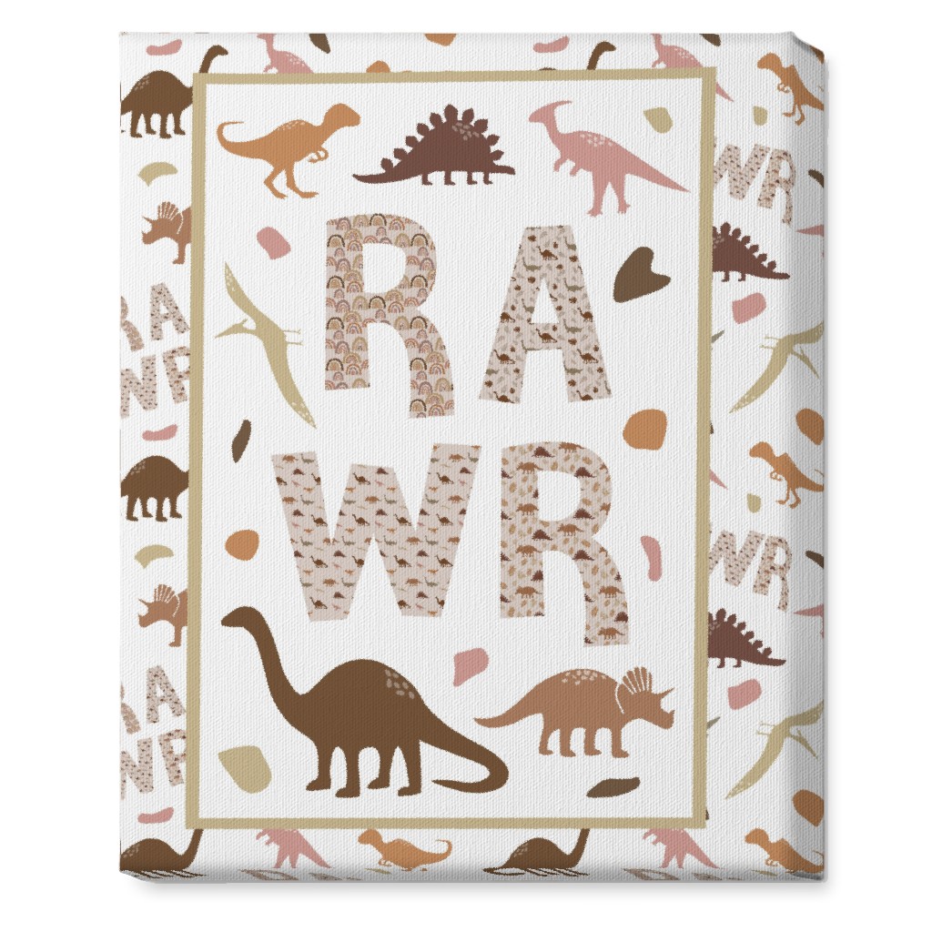 Rawr Dinosaurs - Neutral Wall Art, No Frame, Single piece, Canvas, 16x20, Multicolor