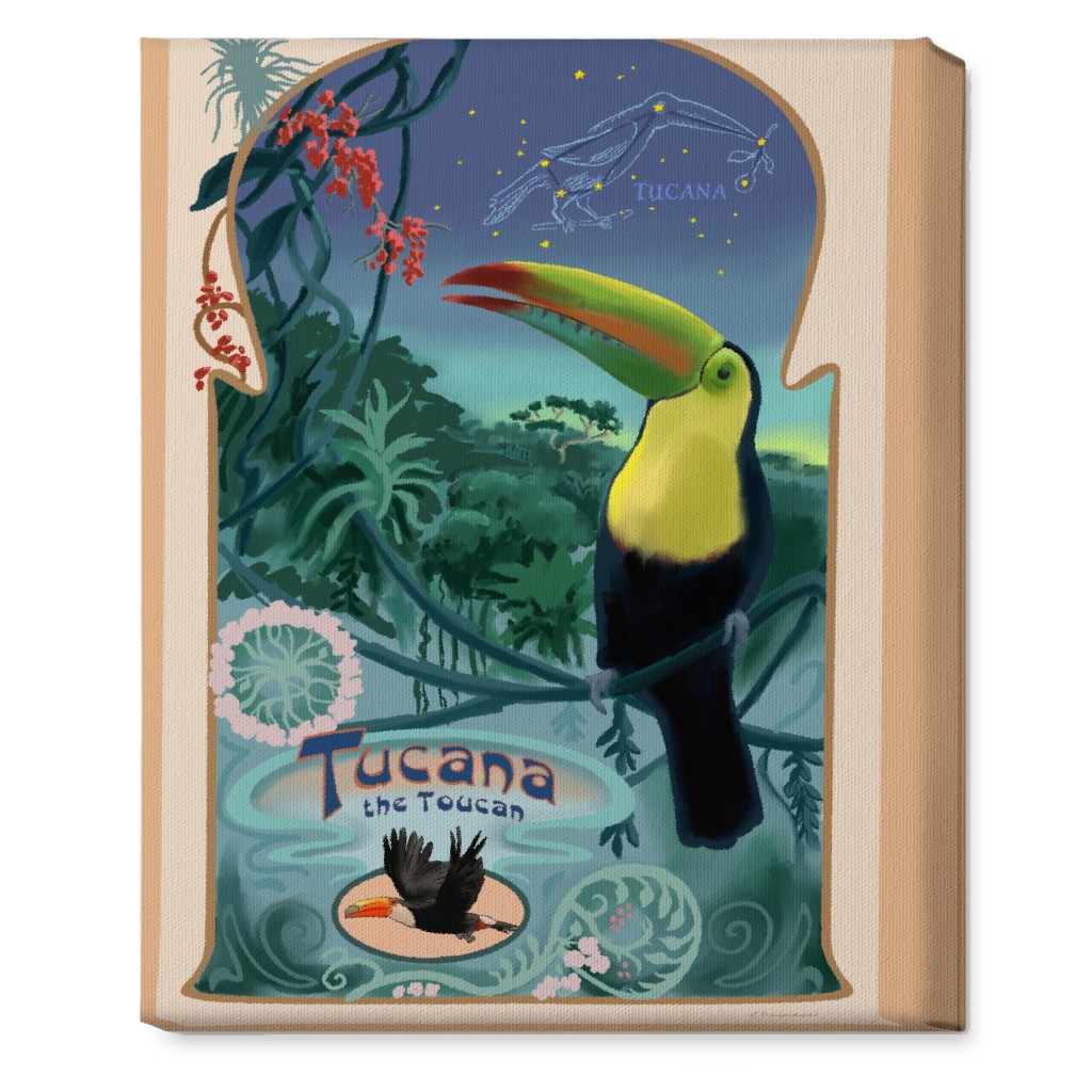 Art Nouveau Toucan Wall Art, No Frame, Single piece, Canvas, 16x20, Multicolor