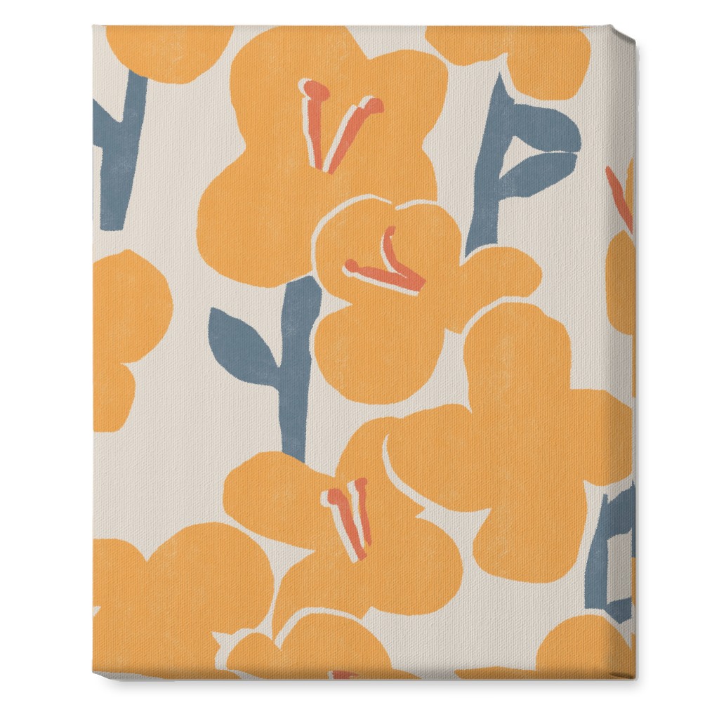 Field of Mod Flowers - Yellow Wall Art, No Frame, Single piece, Canvas, 16x20, Yellow, Classic Yellow