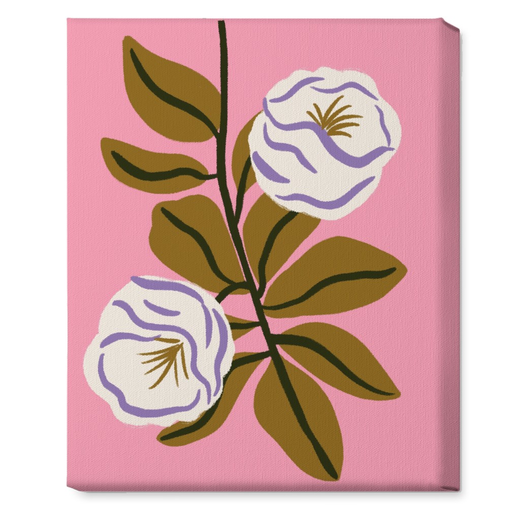 White Bulb Flower - Multi on Pink Wall Art, No Frame, Single piece, Canvas, 16x20, Pink