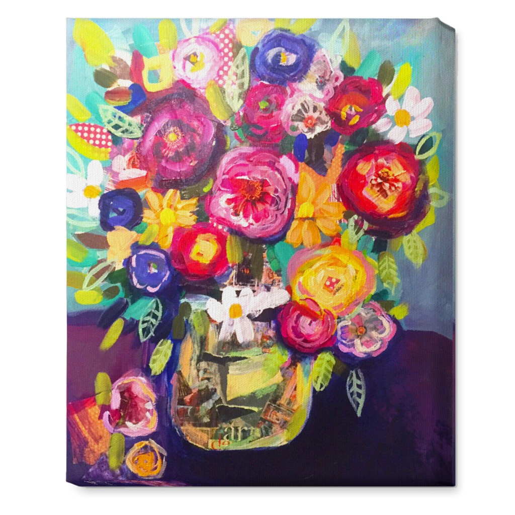 Acrylic Summer Floral Bouquet - Vibrant Wall Art, No Frame, Single piece, Canvas, 16x20, Multicolor