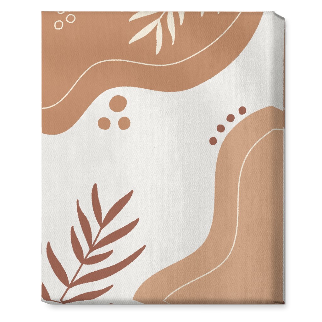 Fern Leaves and Abstract Shapes - Neutral Wall Art, No Frame, Single piece, Canvas, 16x20, Orange