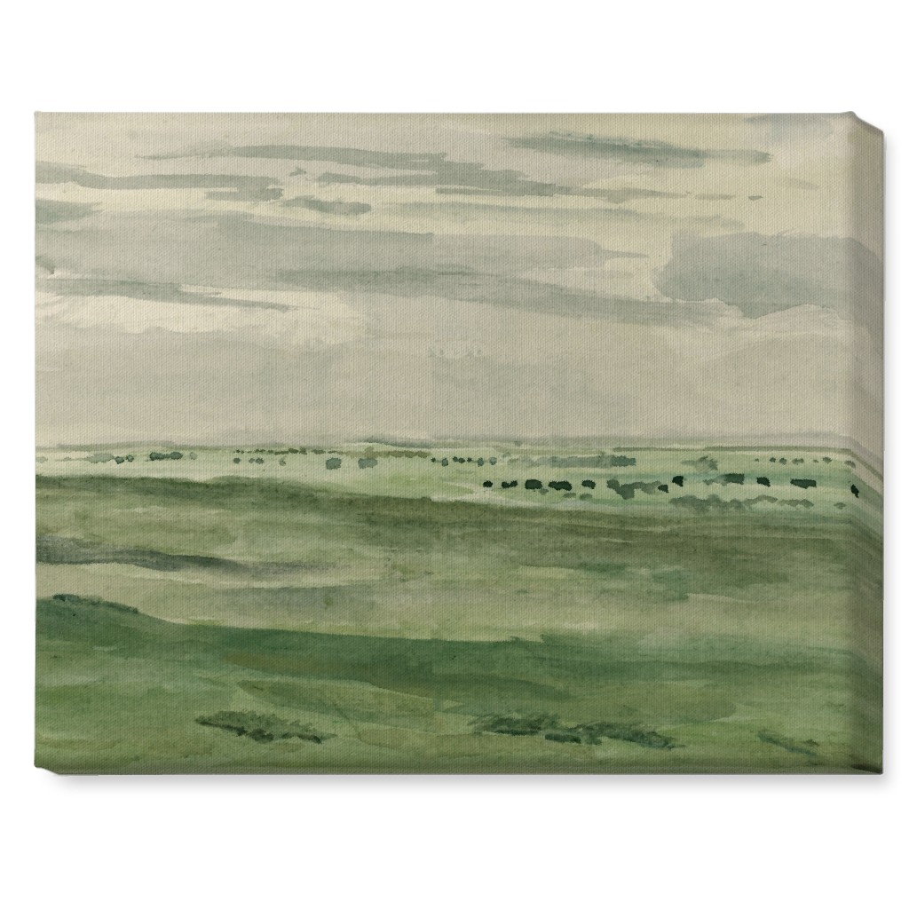 Watercolor Fields Wall Art, No Frame, Single piece, Canvas, 16x20, Green