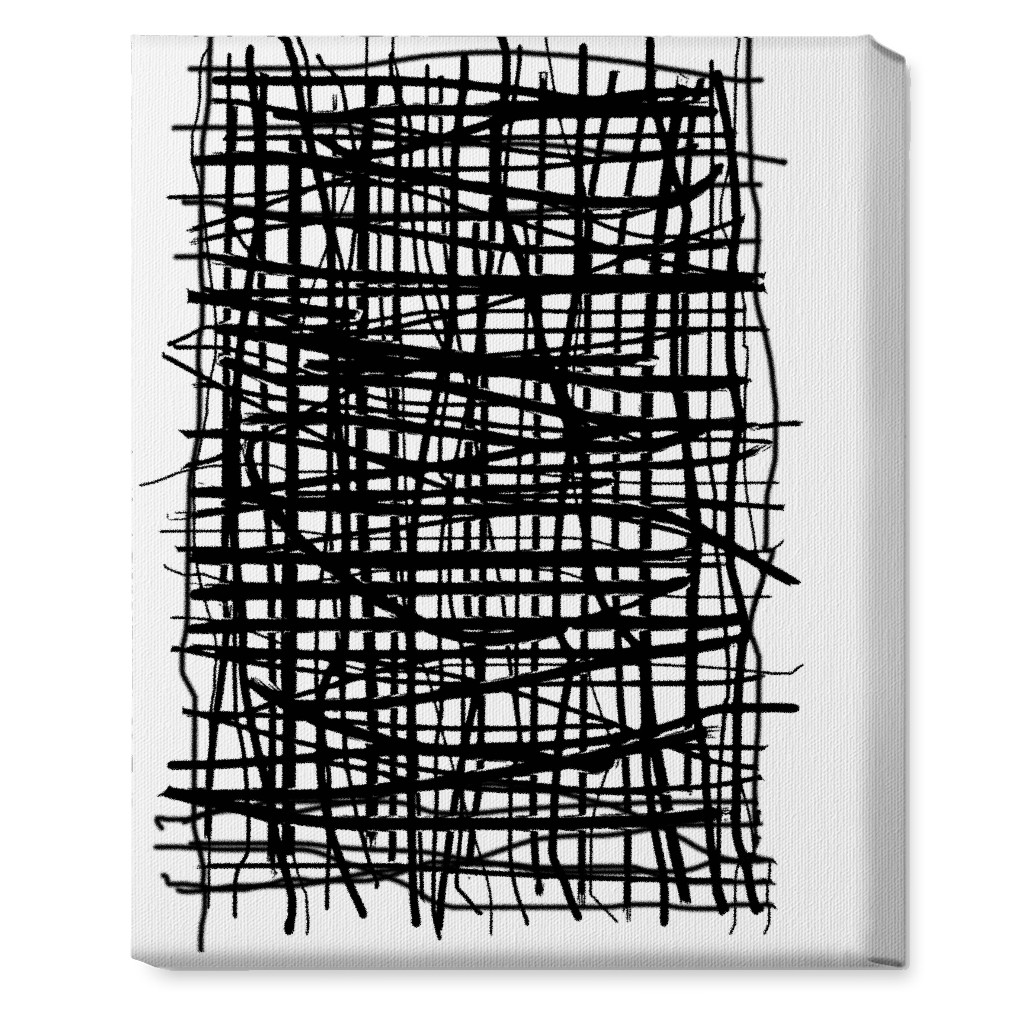 Woven Abstraction - Black on White Wall Art, No Frame, Single piece, Canvas, 16x20, Black, Black