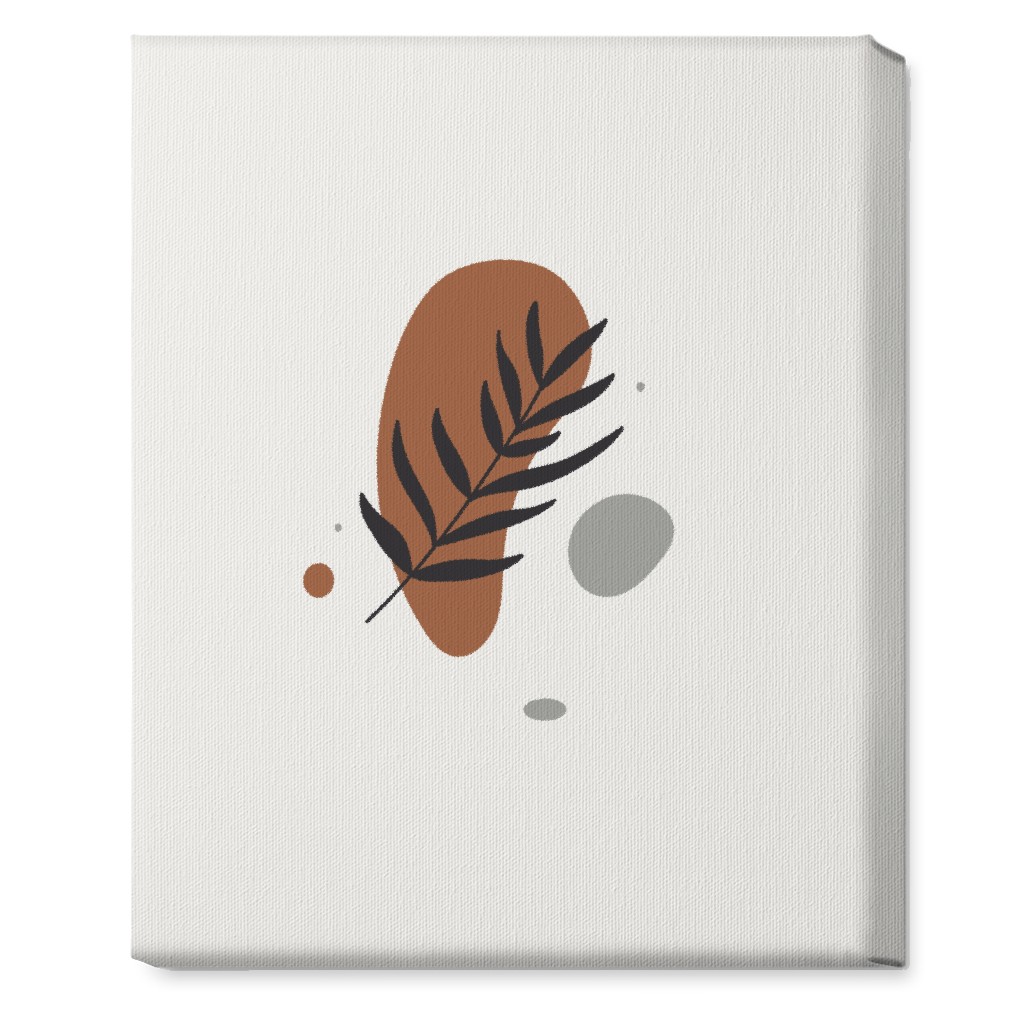 Shapes and Fern Leaf V Wall Art, No Frame, Single piece, Canvas, 16x20, Brown, Toast