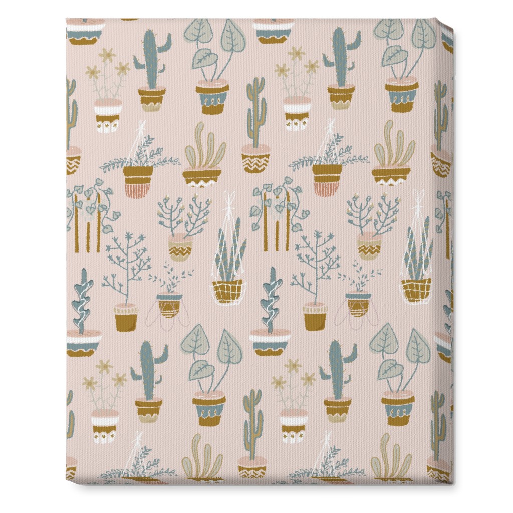 Indoor Plants - Pink Wall Art, No Frame, Single piece, Canvas, 16x20, Pink, Bright Pink