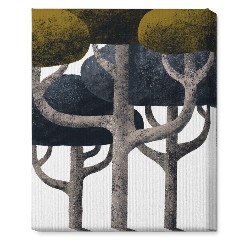 Tree Stand - Green and Black Wall Art, No Frame, Single piece, Canvas, 16x20, Multicolor