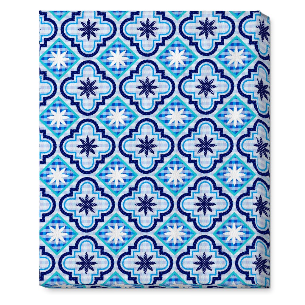 Tile Patchwork - Blue Wall Art, No Frame, Single piece, Canvas, 16x20, Blue, True Blue