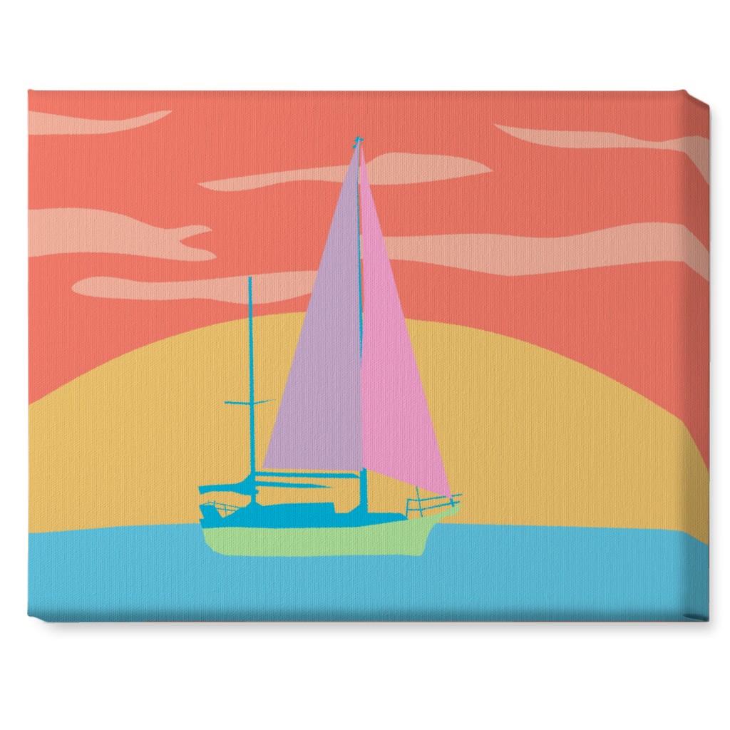 Minimalist Sunset Sail - Bold Wall Art, No Frame, Single piece, Canvas, 16x20, Multicolor