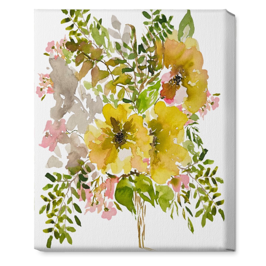 Floral Bouquet - Yellow Wall Art, No Frame, Single piece, Canvas, 16x20, Yellow