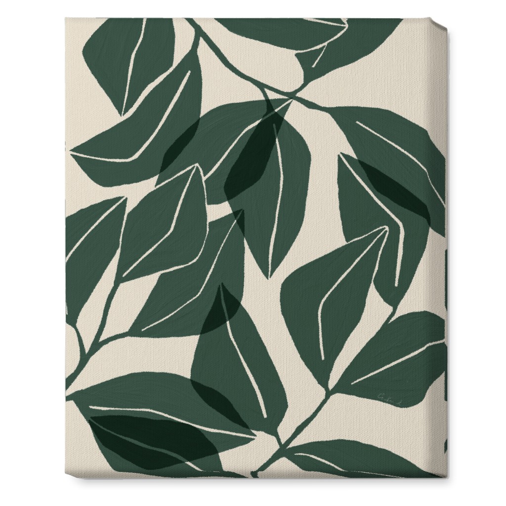 Botanical Ficus Leaves Wall Art, No Frame, Single piece, Canvas, 16x20, Green