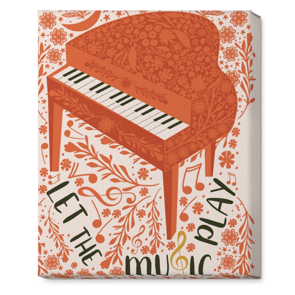 Let the Music Play - Red Wall Art, No Frame, Single piece, Canvas, 16x20, Pink, Bright Pink
