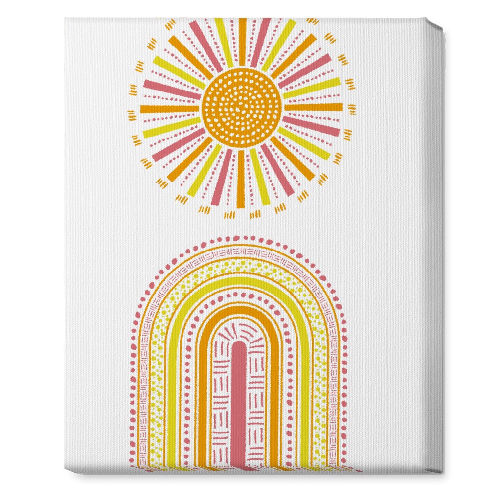 Boho Rainbow and Sun - Warm Wall Art, No Frame, Single piece, Canvas, 16x20, Multicolor