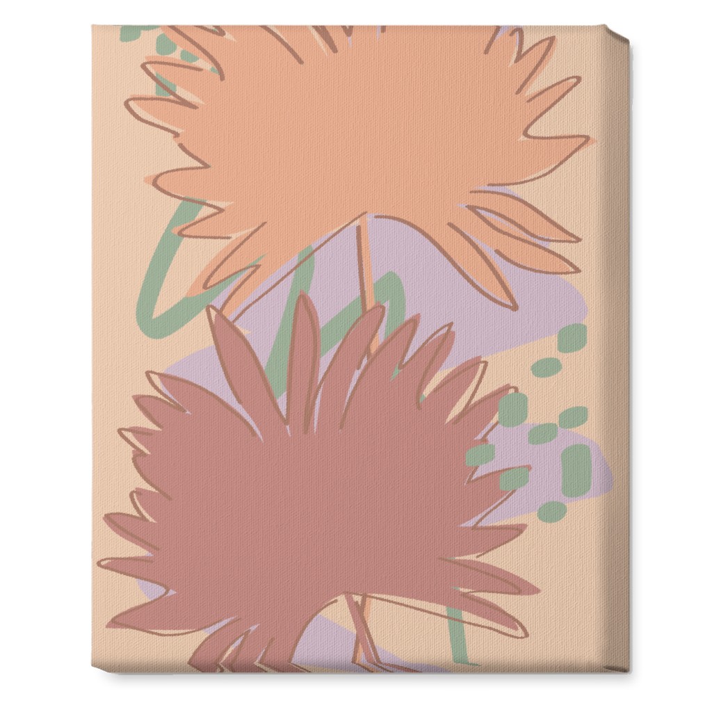 Modern Sabal Palm - Pink Wall Art, No Frame, Single piece, Canvas, 16x20, Orange