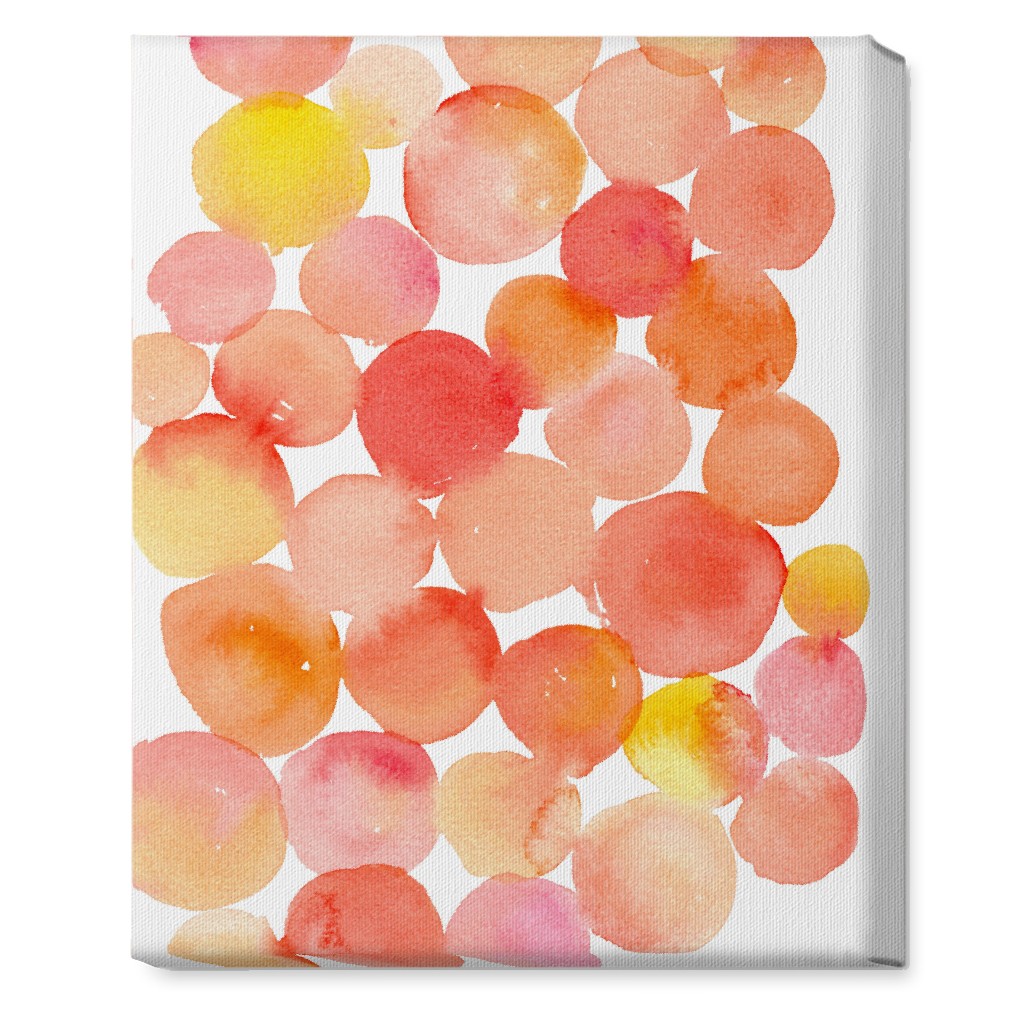 Watercolor Circles Wall Art, No Frame, Single piece, Canvas, 16x20, Orange, Dusk Pink