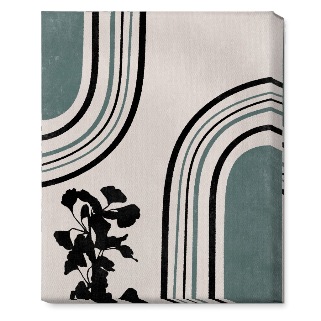 Modern Garden Pathway - Green and Ivory Wall Art, No Frame, Single piece, Canvas, 16x20, Green